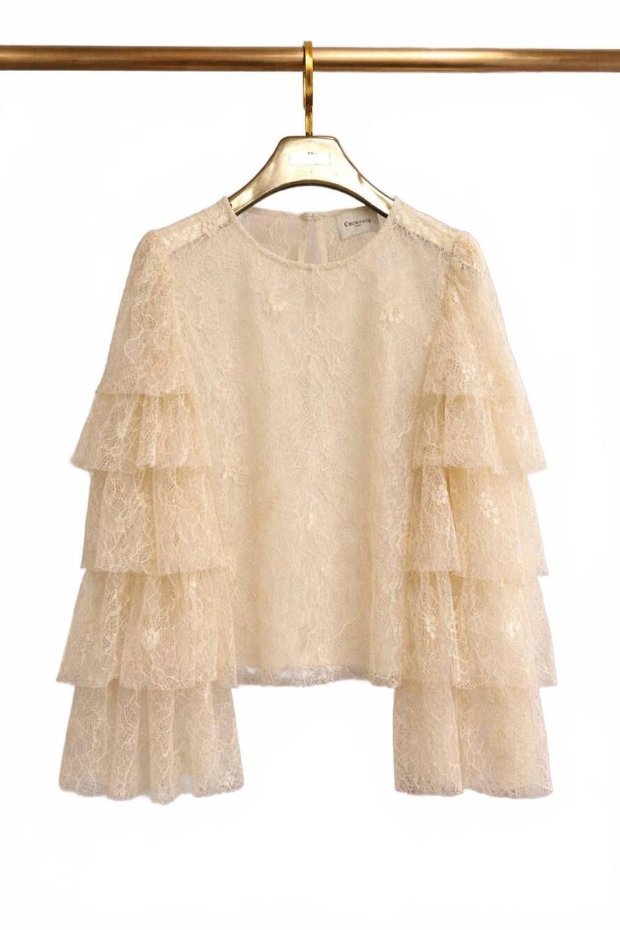 NEW CHOKLATE PARIS women's lace layering blouse in ivory